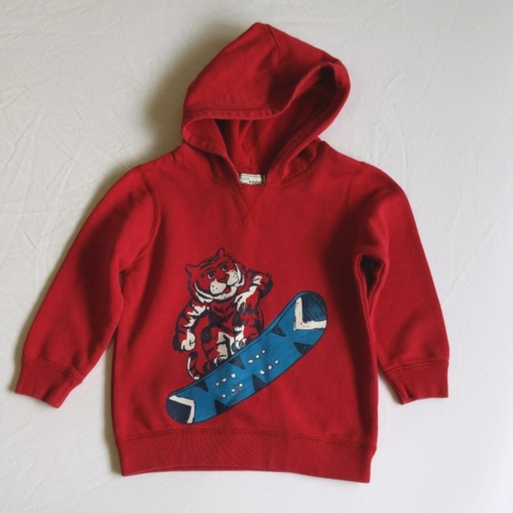children's place red snowboard tiger hoodie sweatshirt 2T toddler boys